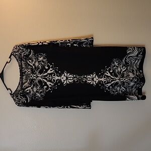 Forever Black and Tan Print Dress Sz L